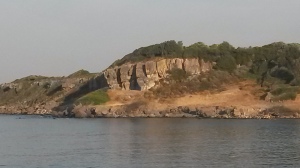 Interesting rock formation opposite the hotel beach. Credit Nikos Kapsalis
